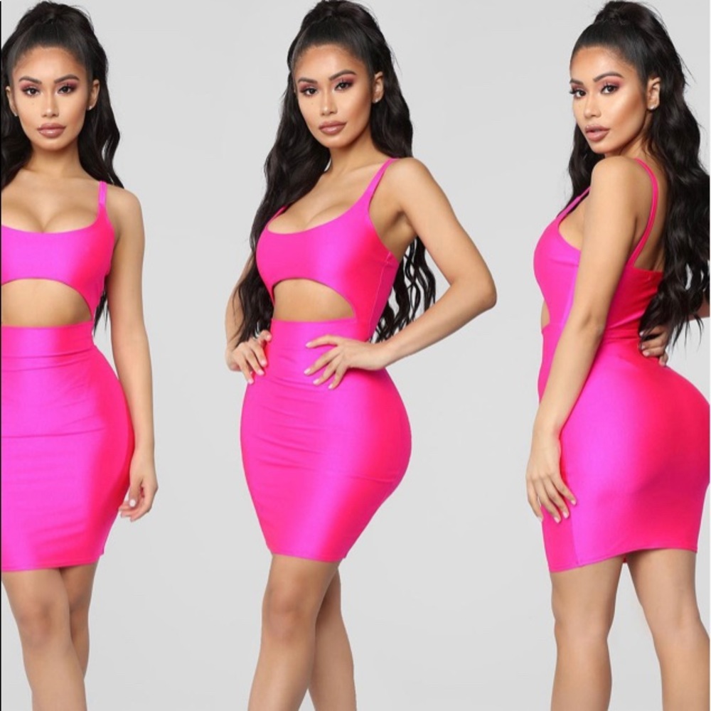 FASHIONOVA Cut To The Chase Mini Dress - Hot Pink